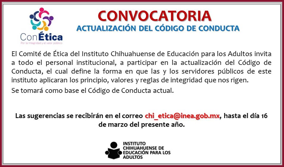 Convocatoria para actualizar el código de conducta ICHEA