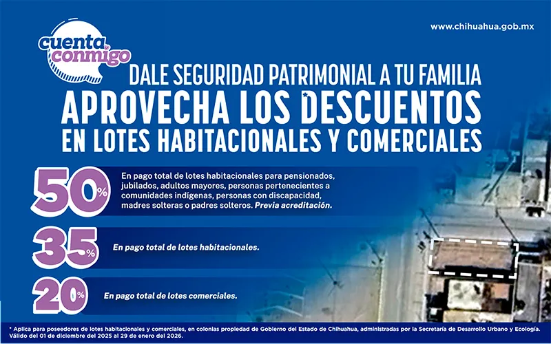 APROVECHA LOS DESCUENTOS POR TEMPORADA en lotes habitacionales y comerciales.